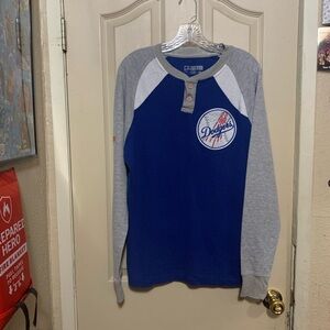 Stitches Dodgers Blue and Gray Long Sleeve Thermal Shirt